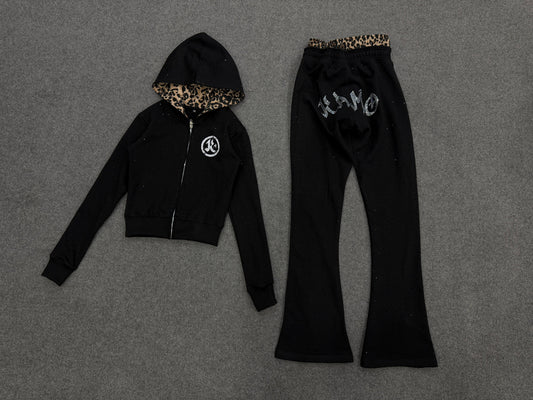 MEN’S CHEETAH LINED RHINESTONE SWEATSUIT