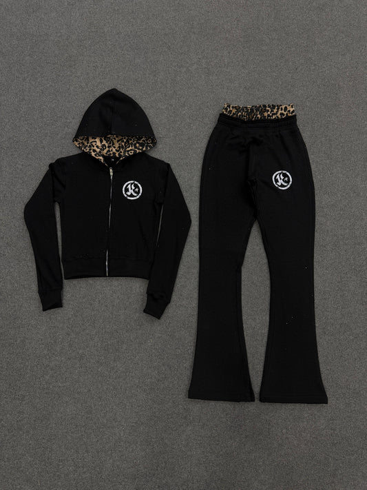 MEN’S CHEETAH LINED RHINESTONE SWEATSUIT