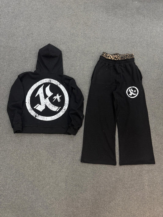 MEN’S CHEETAH LINED RHINESTONE SWEATSUIT